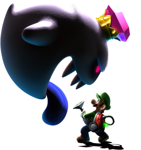 Miyamoto Scrapped The Original Bosses From Luigi's - Luigi's Mansion Dark Moon Png (462x480), Png Download