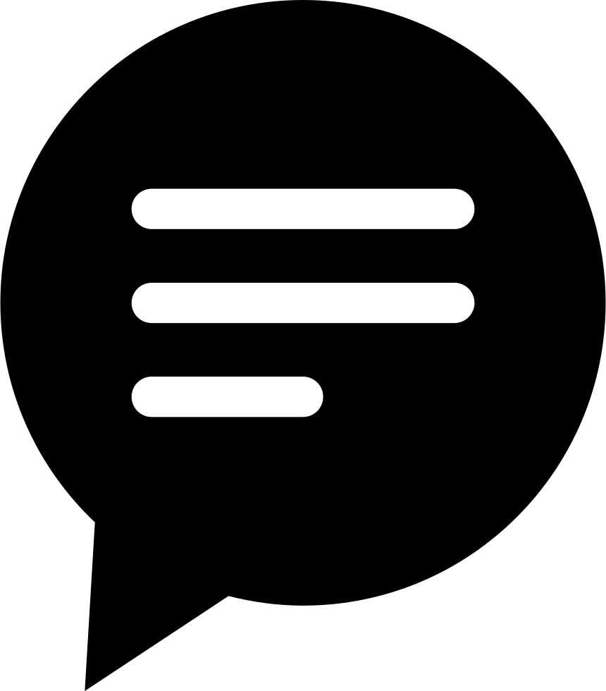 Circular Black Speech Bubble With Text Lines Comments - Speech Bubble Black Icon (860x980), Png Download