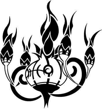 Tribal Chandelure By Tidalmewmew Pokemon Tattoo, Tribal - Tribal Chandelure (384x435), Png Download