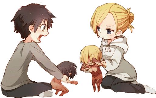Here's A Transparent Eren & Annie For Your Blog - Aot Annie And Eren (540x392), Png Download