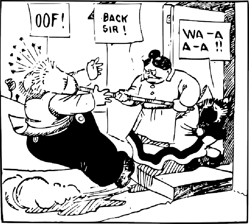 Basic - Hitting Someone With A Broom (800x720), Png Download