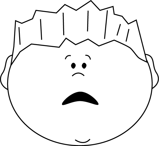 Scared Kid Clipart - Scared Face Clip Art Black And White (531x486), Png Download