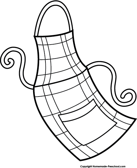 Jpg Royalty Free Stock Collection Of High Quality Free - Apron Cartoon Black And White (443x543), Png Download