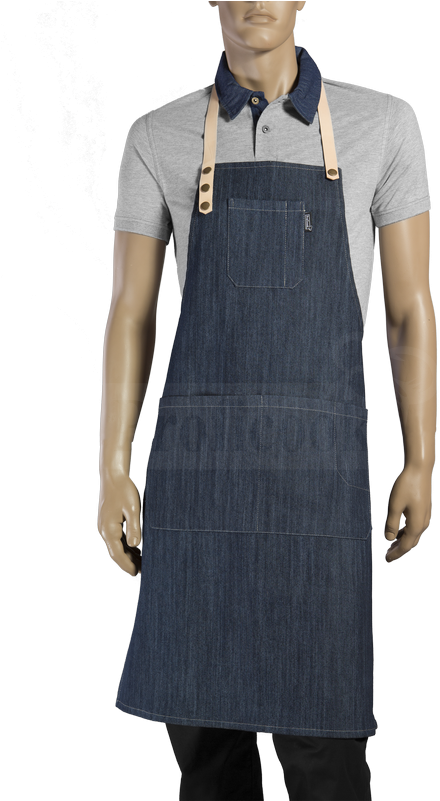 Denim Apron With Leather Straps - Linen (533x800), Png Download