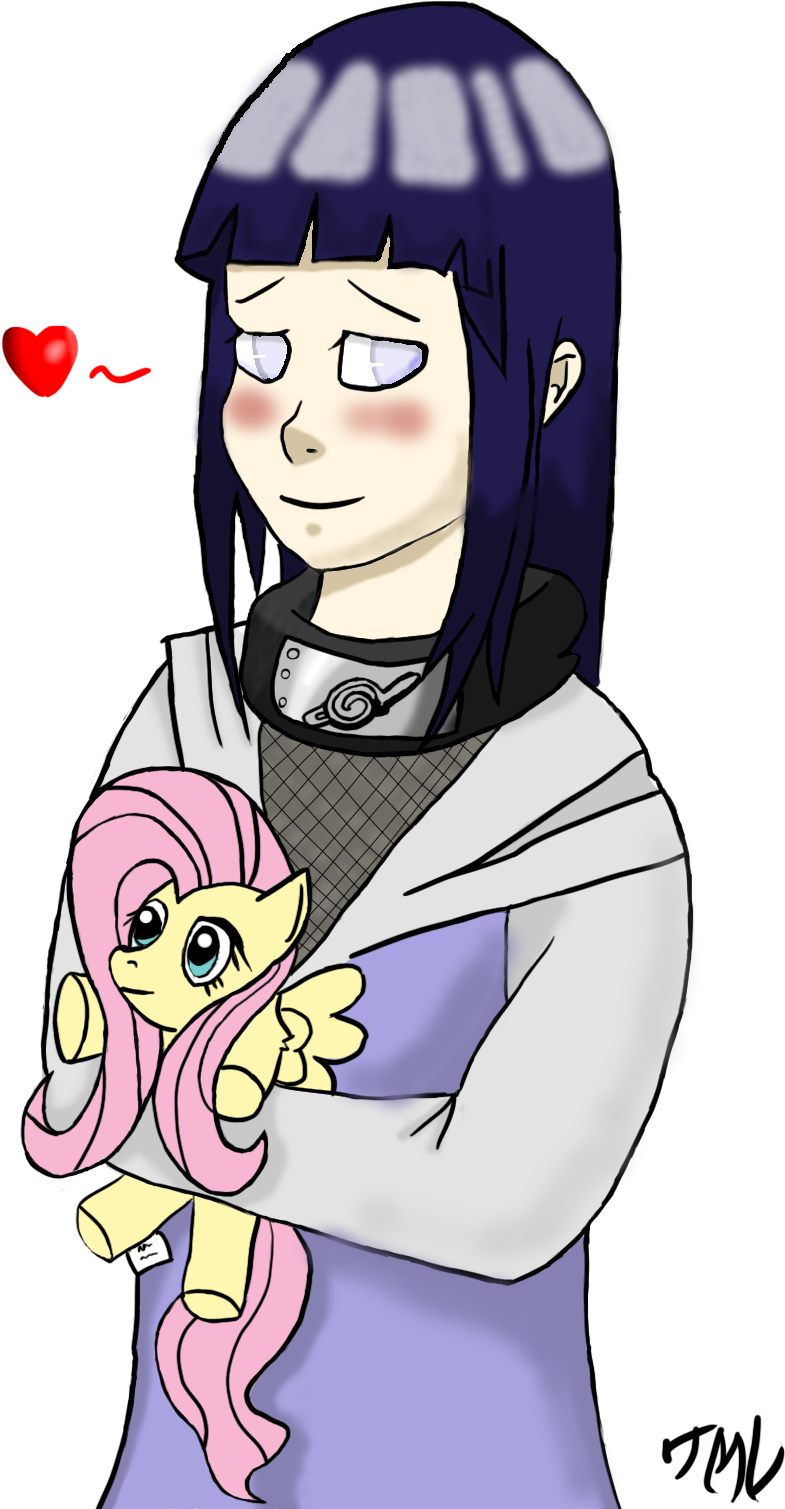 Themarvelouslotisque, Crossover, Fluttershy, Hyuuga - Cartoon (804x1525), Png Download