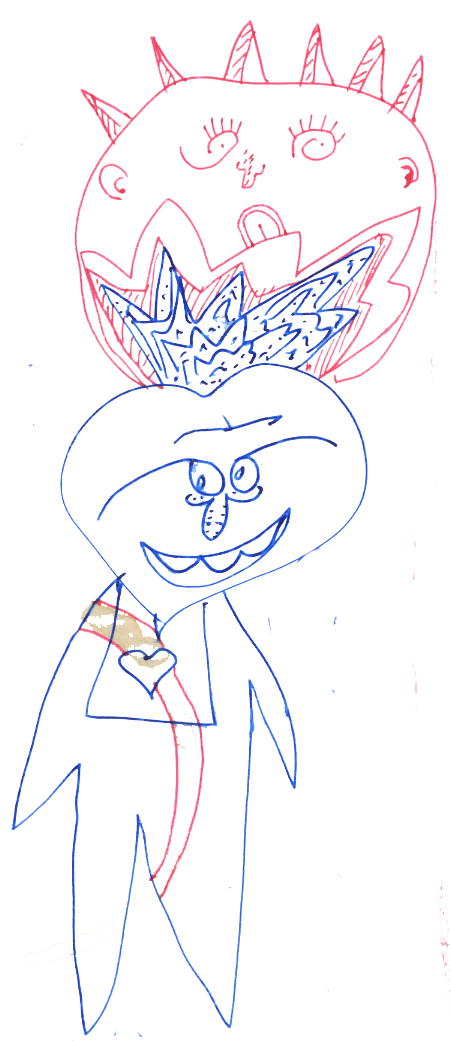 Multi-coloured Twins Of Different Minds - Drawing (451x1041), Png Download