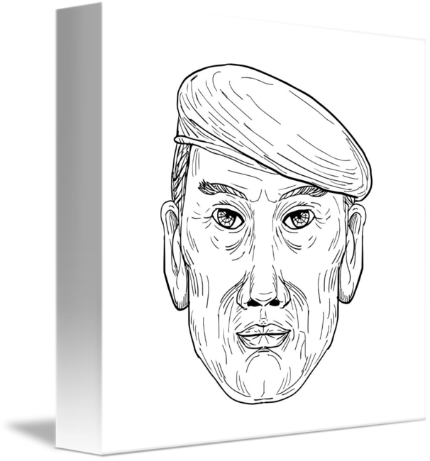 Soldier Wearing Beret Front Drawing By Aloysius Patrimonio - Drawing (606x650), Png Download