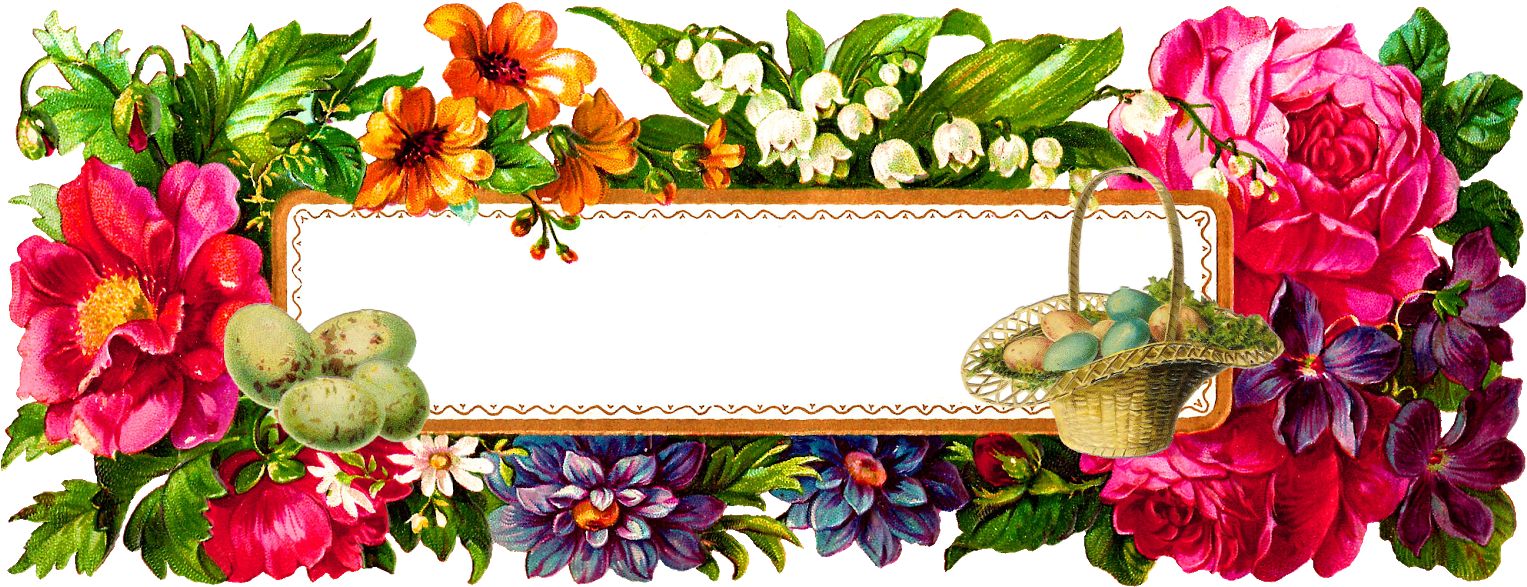 Digital Easter Label Png Rectangle Flower Frame Full Size Png Download Seekpng