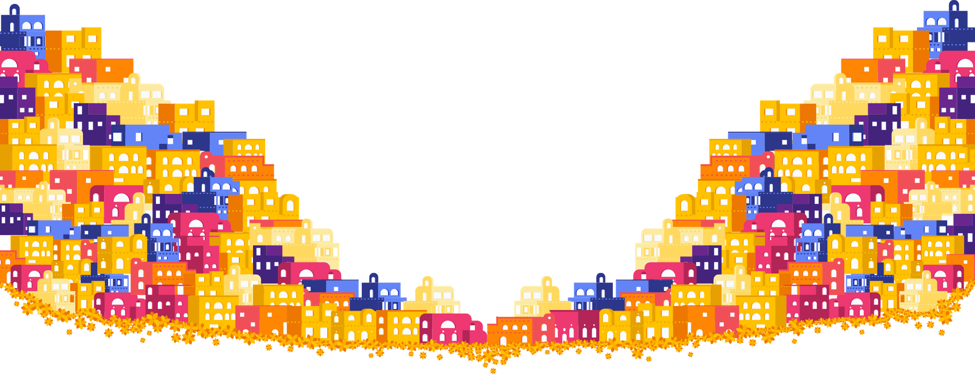 Illustration Of A City Lit Up On Day Of The Dead - Day Of The Dead (2000x769), Png Download
