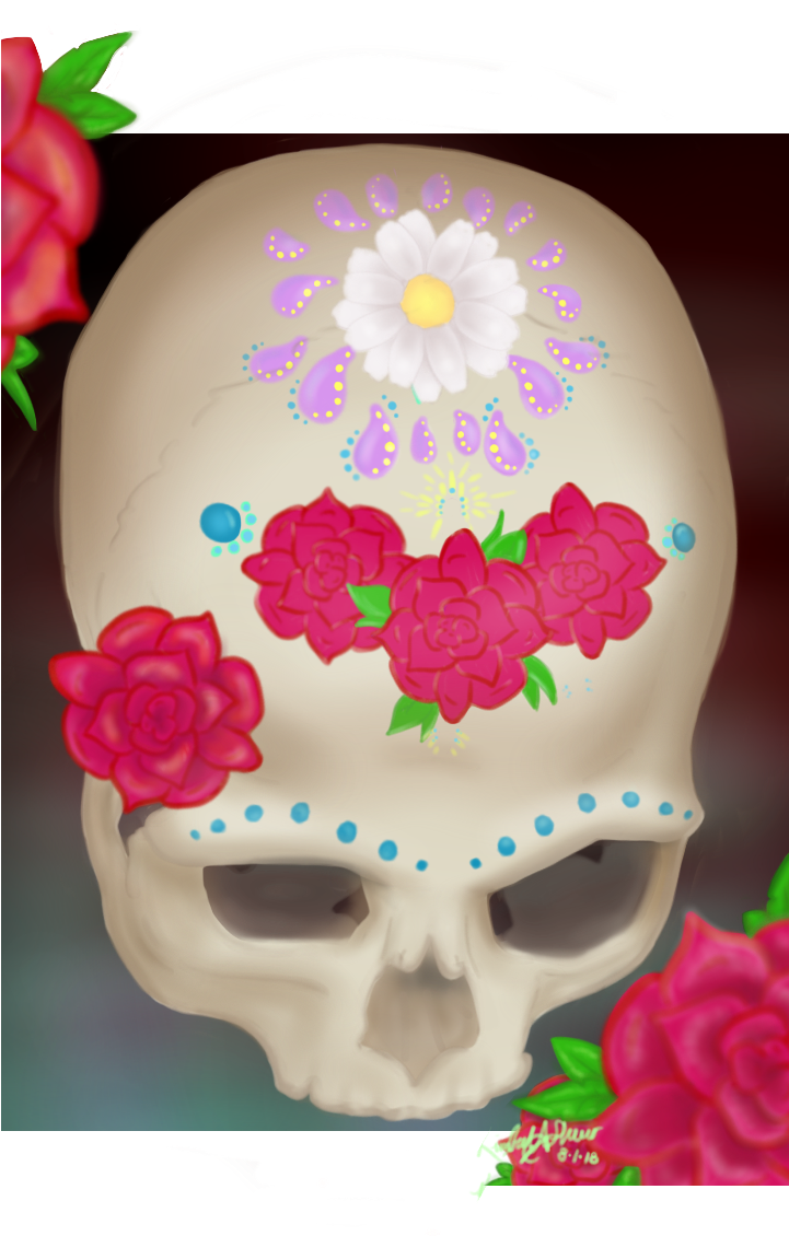 Digital Painting Of A Skull Painted For Dia De Los - Calavera (720x1280), Png Download