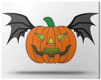 Halloween Pumpkin With Bat Wings - Halloween Kürbis Comic (400x400), Png Download