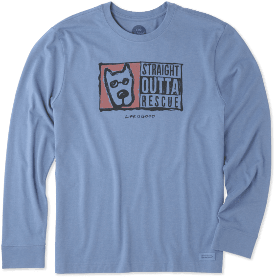 Men's Straight Outta Rescue Long Sleeve Crusher Tee - Life Is Good Men's Straight Outta Rescue Crusher Long-sleeve (570x570), Png Download