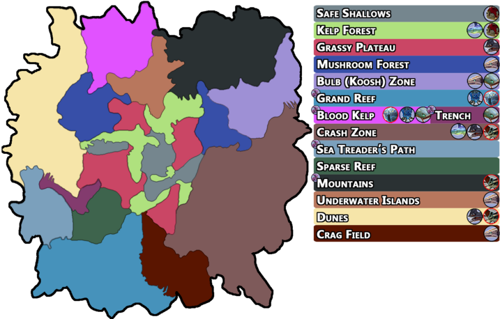 Jokes Aside, I Added A Key To The Newest Biome Map - Subnautica Ghost Leviathan Locations (728x458), Png Download