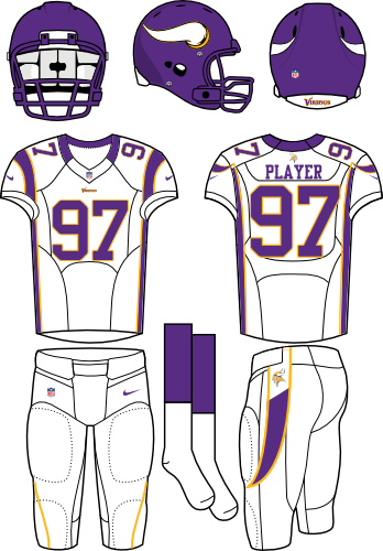 Minnesota Vikings - Minnesota Vikings Home Uniform (348x500), Png Download