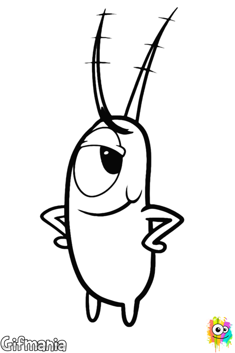 Plankton - Plankton Bob Esponja Para Pintar (480x720), Png Download