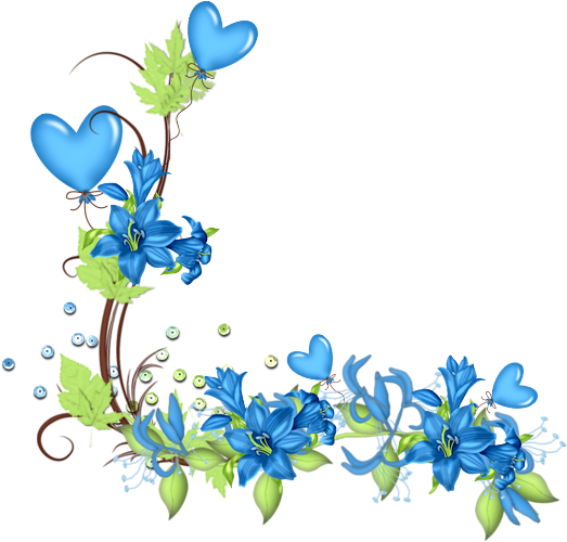 Tube Coeur - Transparent Blue Flower Border (523x500), Png Download