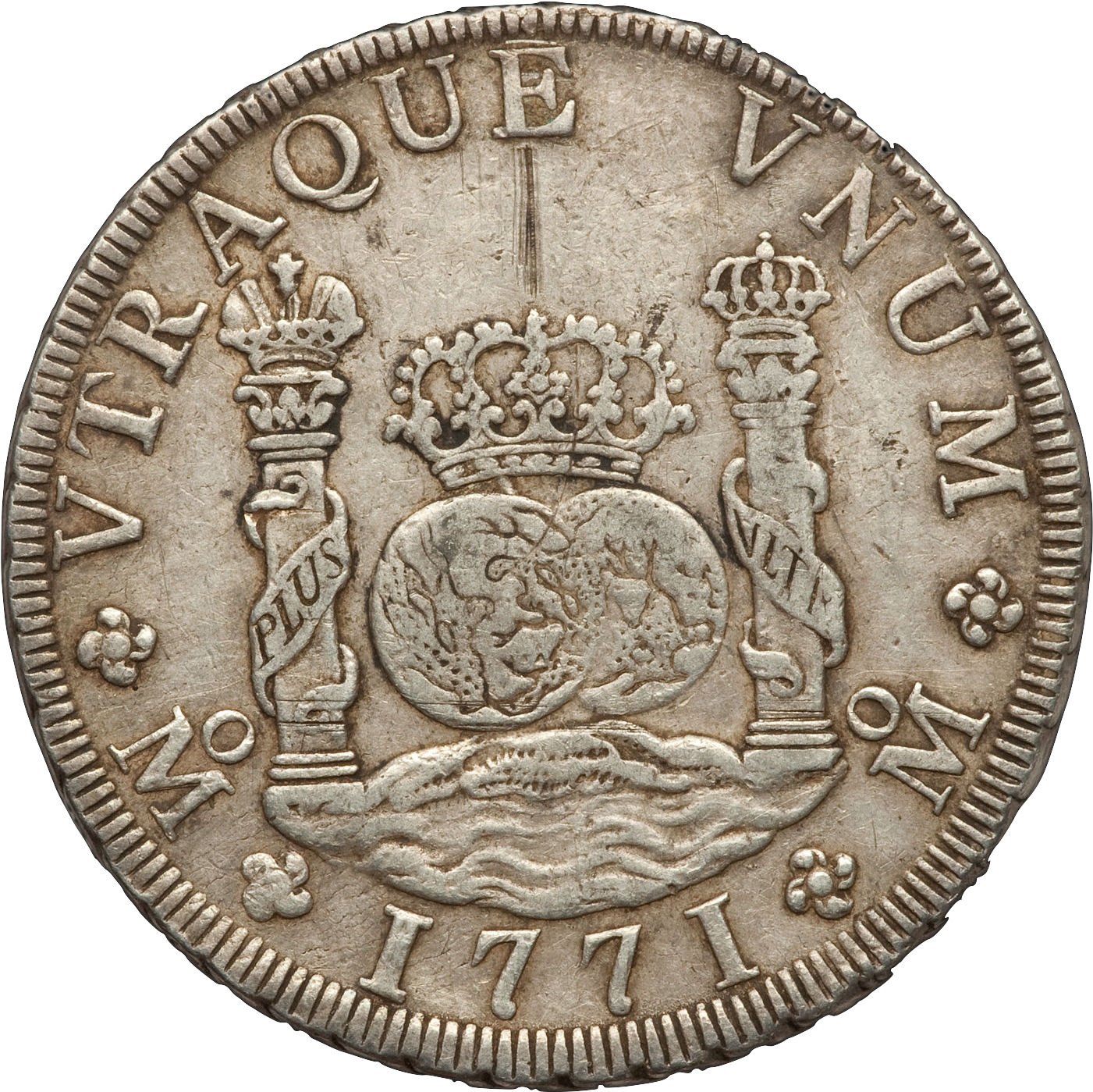 Mexico Carlos Iii Pillar Dollar Of 8 Reales 1771 Transparent - 5 Lire Umberto I 1878 (1485x1479), Png Download
