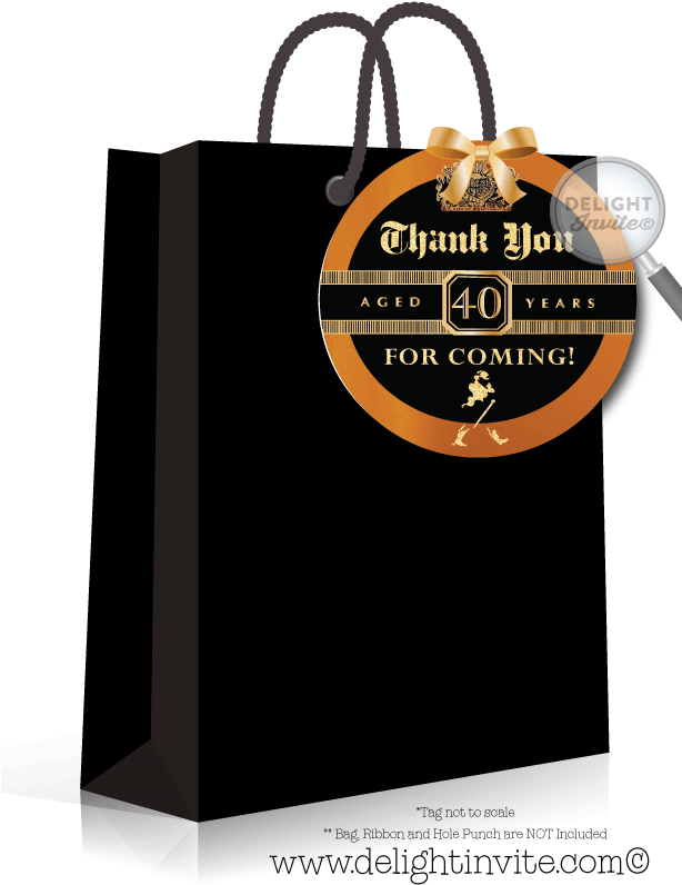 Johnnie Walker Black Label 40th Birthday Favor Tag - Johnny Walker Black Invitations (613x822), Png Download