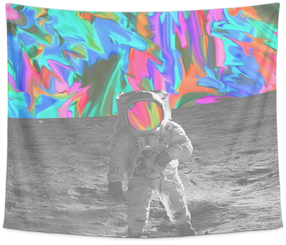 Moon Man - Society6 Man On The Moon Wall Tapestry Small: 51" X (600x600), Png Download