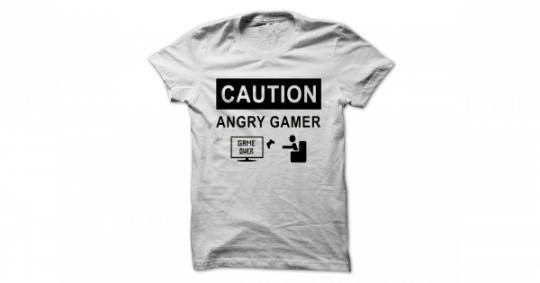 T-shirts - Caution - Angry Gamer - Adam Is The Best Shirt (540x283), Png Download