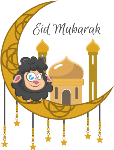 Eid Mubarak Illustration With Sheep And Moon, Eid, - Eid Mubarak Avec Un Mouton (360x360), Png Download