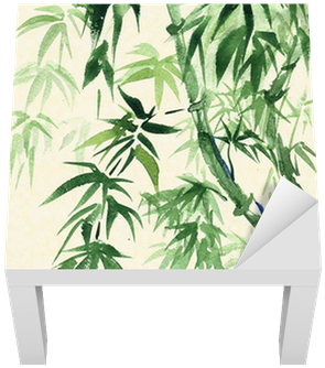 Green Bamboo, Painted In Watercolor In Oriental Style - Carta Da Parati Bamboo Effetto Acquerelli (400x400), Png Download
