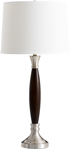 Image For Metal And Wood Table Lamp With White Shade - Lamp (519x804), Png Download