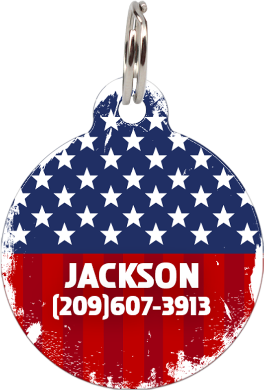 American Flag Patriotic Dog Id Tag For Dog - Sticker (803x802), Png Download