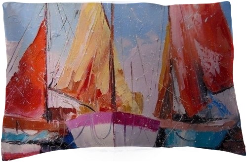 In A Quiet Harbor - Painting (500x328), Png Download