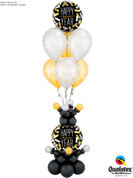 46cm Happy New Year Confetti Stripes Balloon (450x600), Png Download
