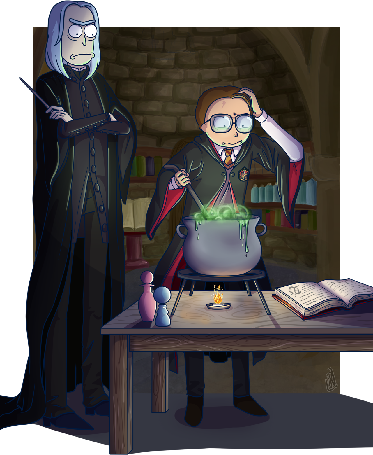 Harry Potter/rick And Morty - Harry Potter Rick And Morty (1280x1628), Png Download
