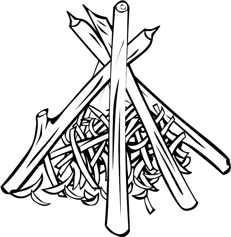 Free Vector Campfires And Cooking Cranes Clip Art - Black And White Campfire Clip Art (582x598), Png Download