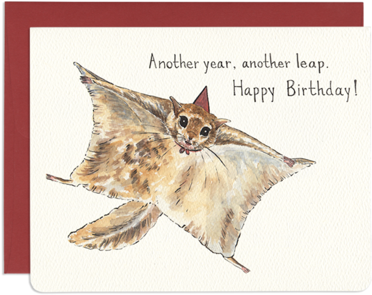 Flying Squirrel Leap - Greeting Card (600x496), Png Download