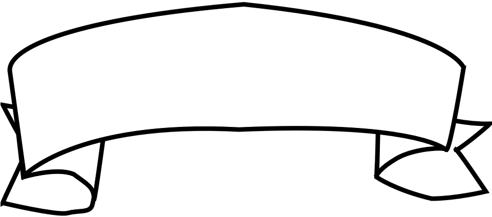 Banner, Ribbon, Outline, White - Banner Clip Art (680x340), Png Download