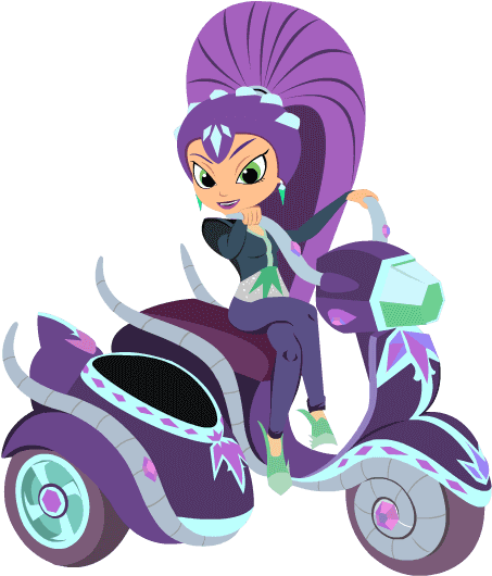 Shimmer And Shine Zeta The Sorceress On Motorcycle - Zeta The Sorceress (475x550), Png Download