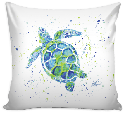 Sea Turtle Pillow Cover 16" - Sun And Stars Pillow (480x480), Png Download