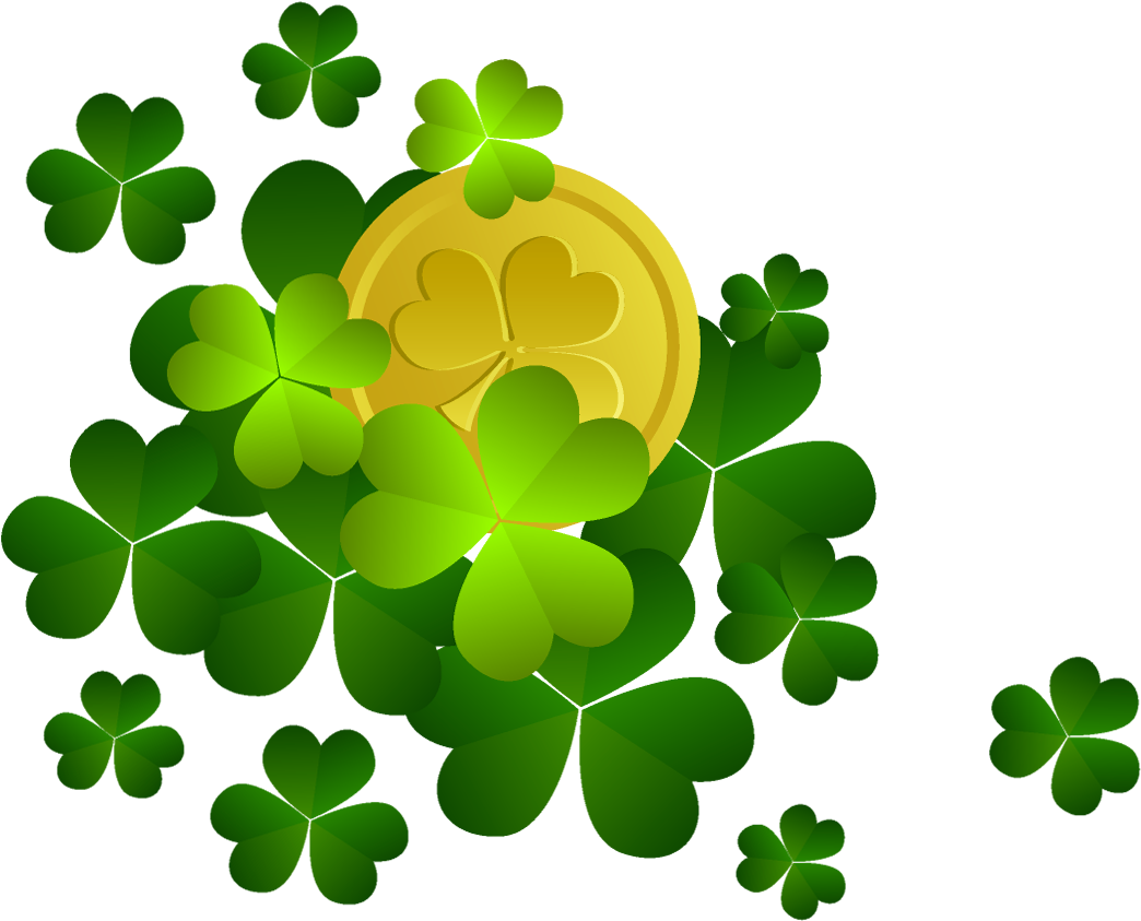 Pictures Of Shamrocks - Coins St Patricks Day Png (1344x1148), Png Download