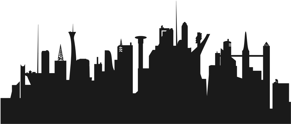 Futuristic City Skyline - Futuristic City Skyline Silhouette (1000x442), Png Download