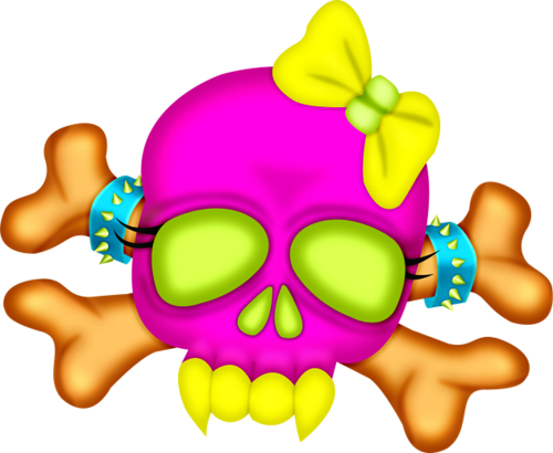 Rainbow Emo - Skull (500x410), Png Download