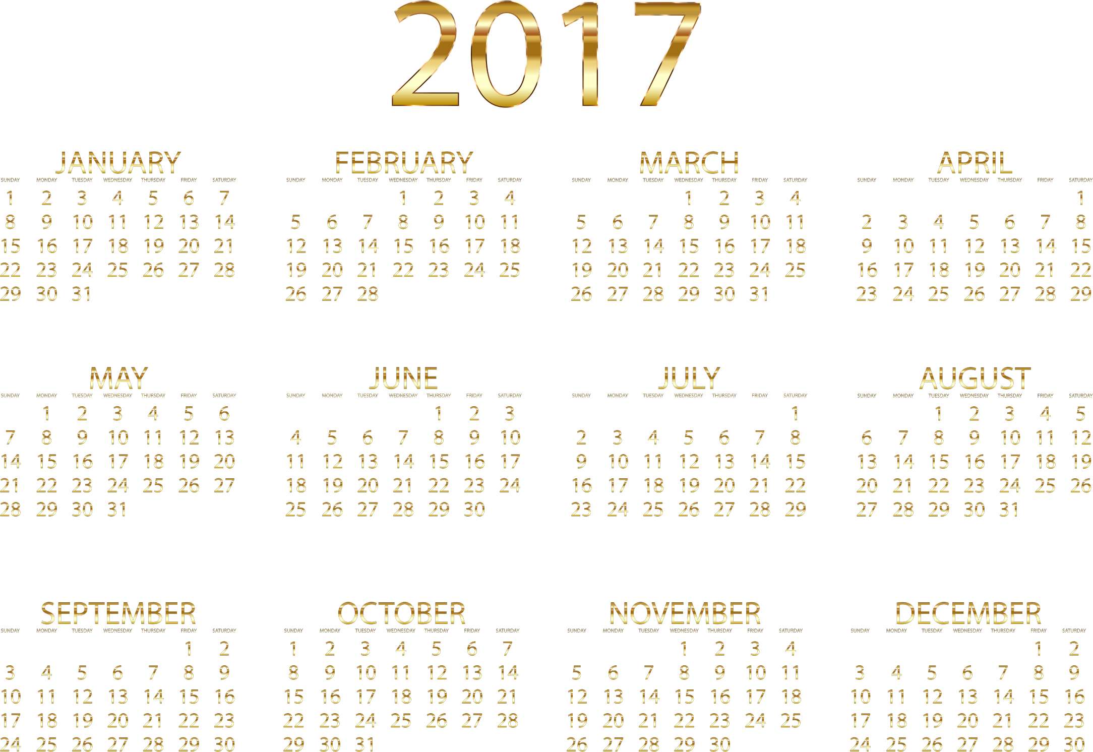 2017 Calendar Png - Portable Network Graphics (2168x1492), Png Download