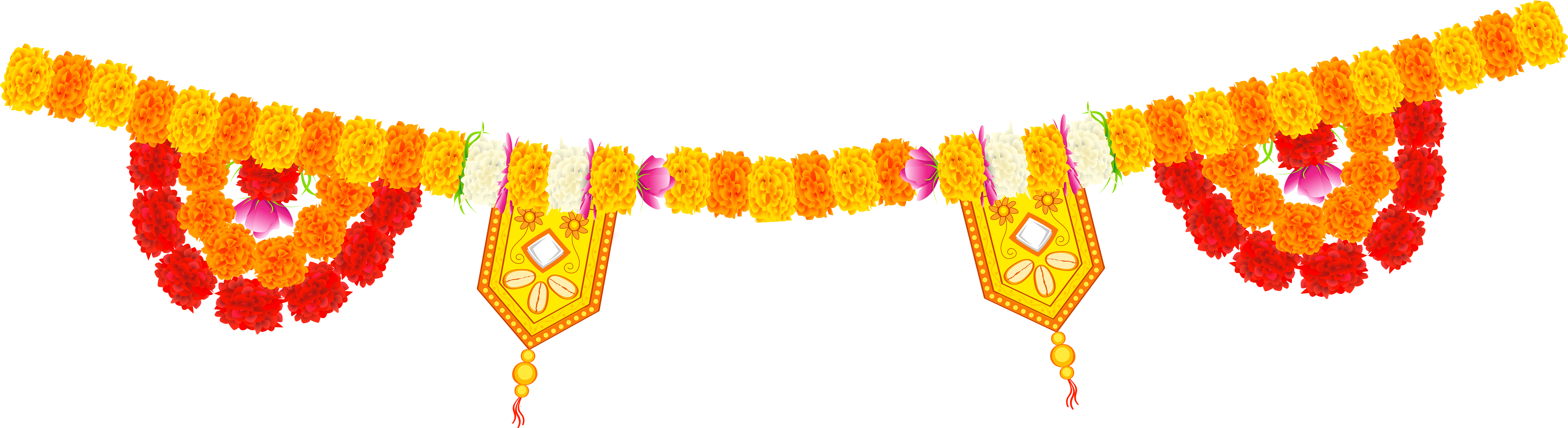 Clipart Royalty Free India Floral Decor Png Clip Art - Puja Decoration Clipart Png (8000x2382), Png Download