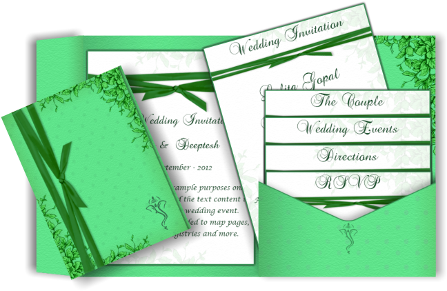 Bright Green Floral Email Wedding Card Template With - Wedding Invitation (670x447), Png Download