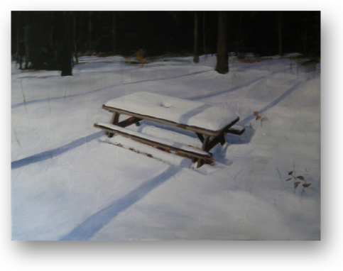 Waiting For Spring~picnic Table - Picnic Table (483x382), Png Download