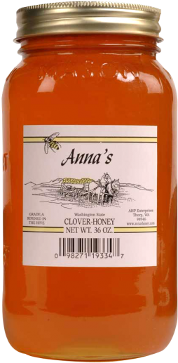 Honey Jar Png Transparent Image - Clover Honey 36oz Mason Jar - Annas Honey (500x604), Png Download