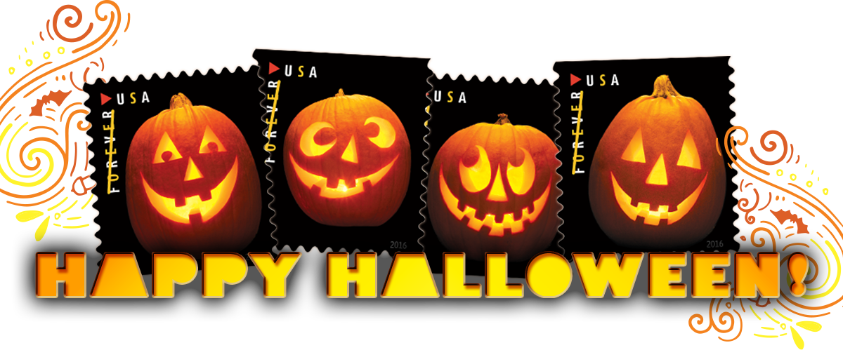 Bonus J Is For Jack O' Lanterns - Usps Forever Stamps: Jack-o'-lanterns - Booklet (1200x499), Png Download