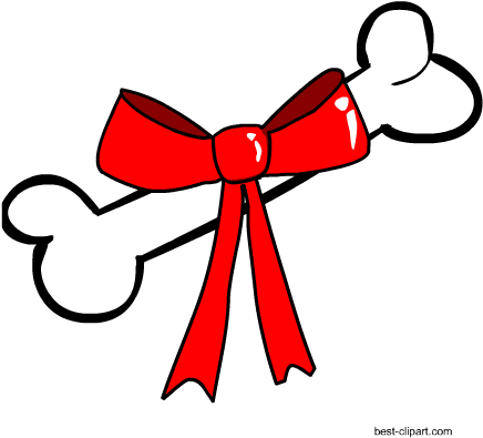 Dog Bone With Ribbon Free Clip Art - Dog (450x450), Png Download