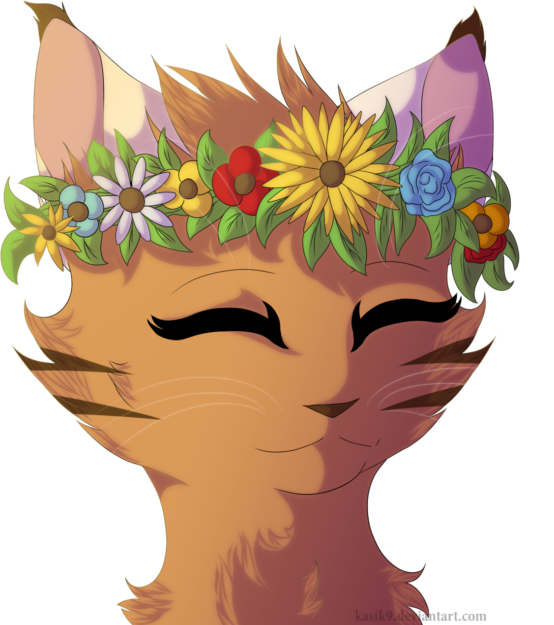 Flower Crowns Are Pretty By Kasik9-d8w38lb - Flower Crown Cat Art (1280x1280), Png Download