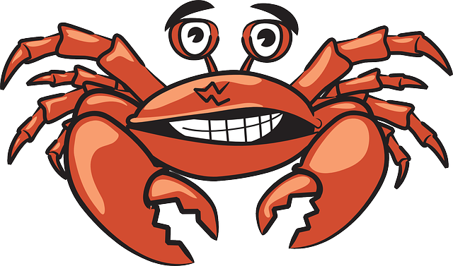 Cartoon, Crab, Shell, Sea, Crustacean, Crawl, Crawling - Kepiting Vector (640x377), Png Download