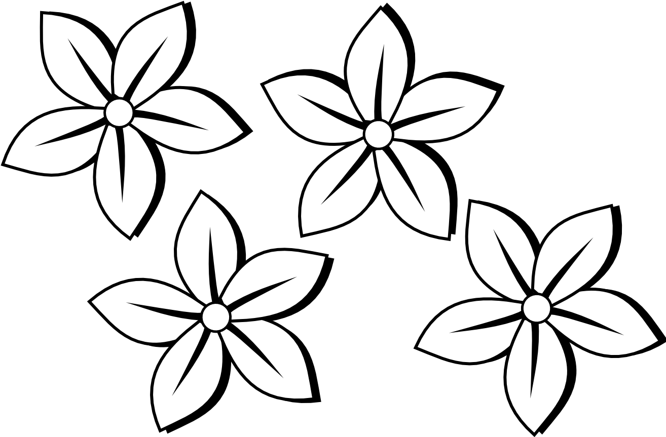 Pictures Of Flower Drawings Free Download Clip Art - Black And White Clip Art Flowers (1331x877), Png Download