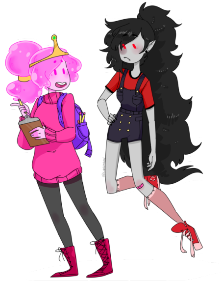 The Result Of Watching 10 Hours Of Adventure Time In - Bubblegum Fashion And Marceline (500x588), Png Download